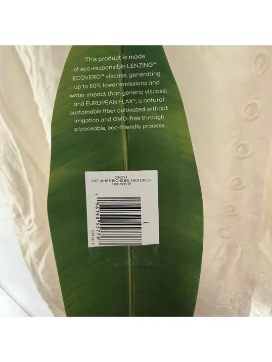 Farm Rio Off-White Richilieu Eyelet Scalloped Midi Dress Women's Size Large NWT! - Picture 3 of 6